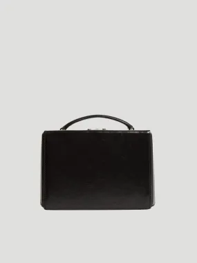 Black Crinkled Leather Grace Box Bag