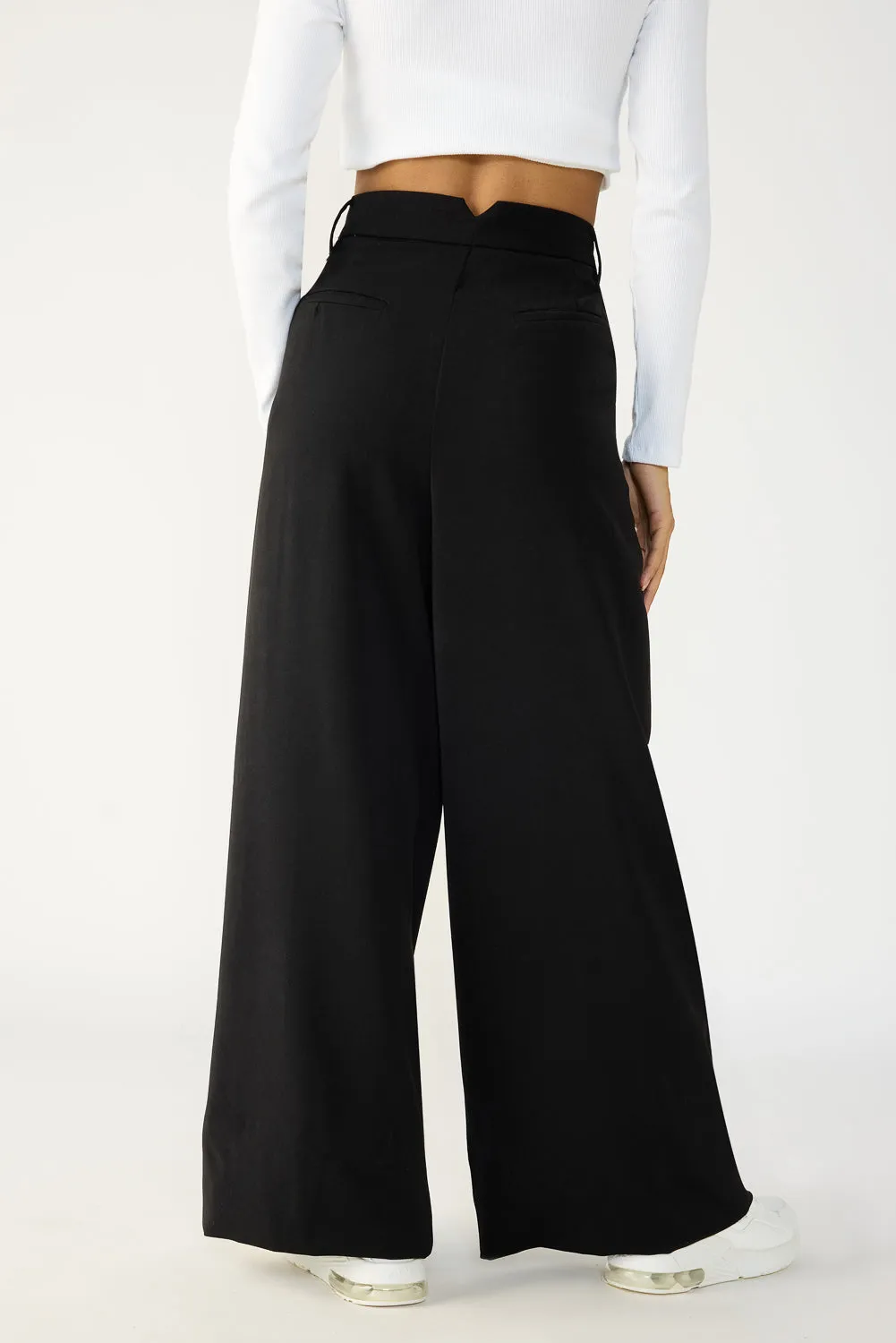 Chic Black Flared Formal Korean Trousers for Effortless Elegance