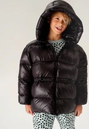 Black Hooded Down Jacket