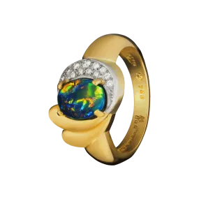 Black Opal, Diamond, 18K Gold & Platinum Ring