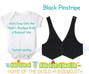 Black Pinstripe Baby Vest - Baby Tuxedo Vest - Baby Boy Wedding Vest - Baby Boy Birthday Vest - Baby Vest