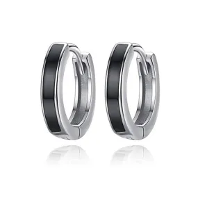 Black Rhodium-Plated 925 Sterling Silver Hip-Hop Hoop Earrings