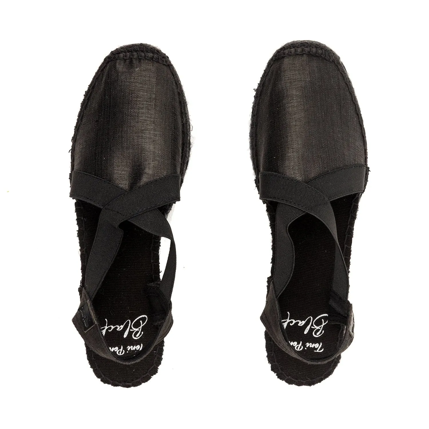 Black Silk Wedge Espadrille for Women - Tabarca-BK