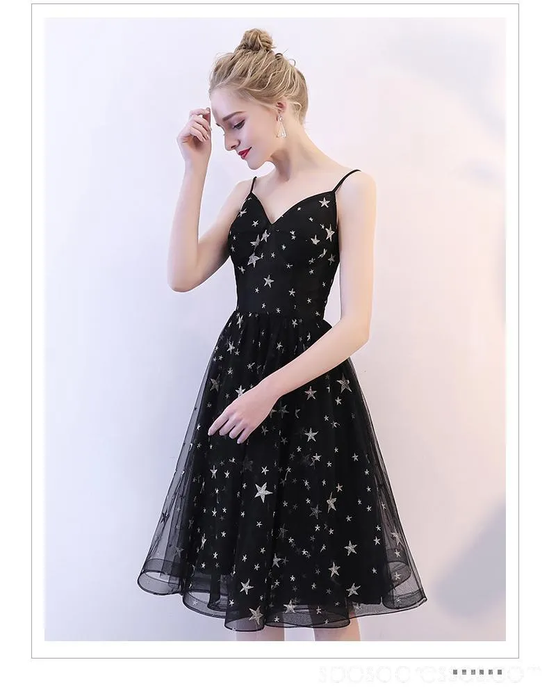 Black Spaghetti Straps Simple Cheap Homecoming Dresses Online, Cheap Short Prom Dresses, CM796