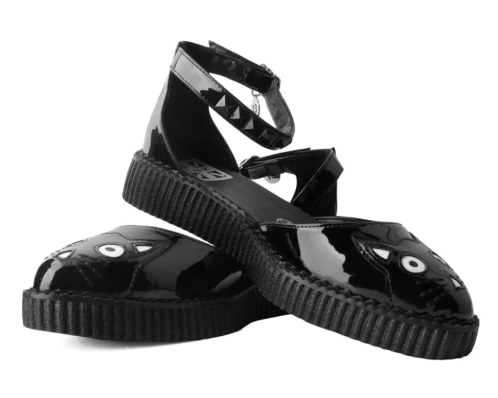 Black TUKskin Pointed Kitty Face Sandal