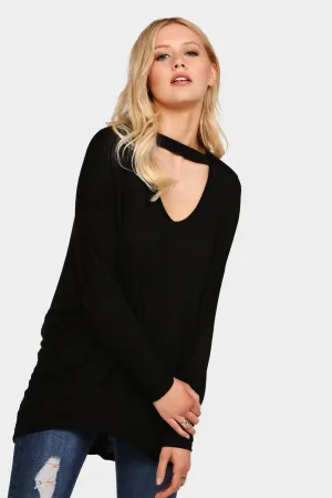 Black V Neck Top With Choker