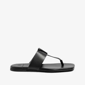 Black women's goat leather flip flop sandal