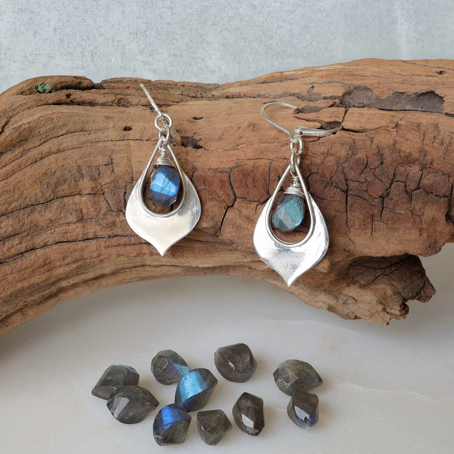 Blinded by the Light - Labradorite Silver Teardop Earrings