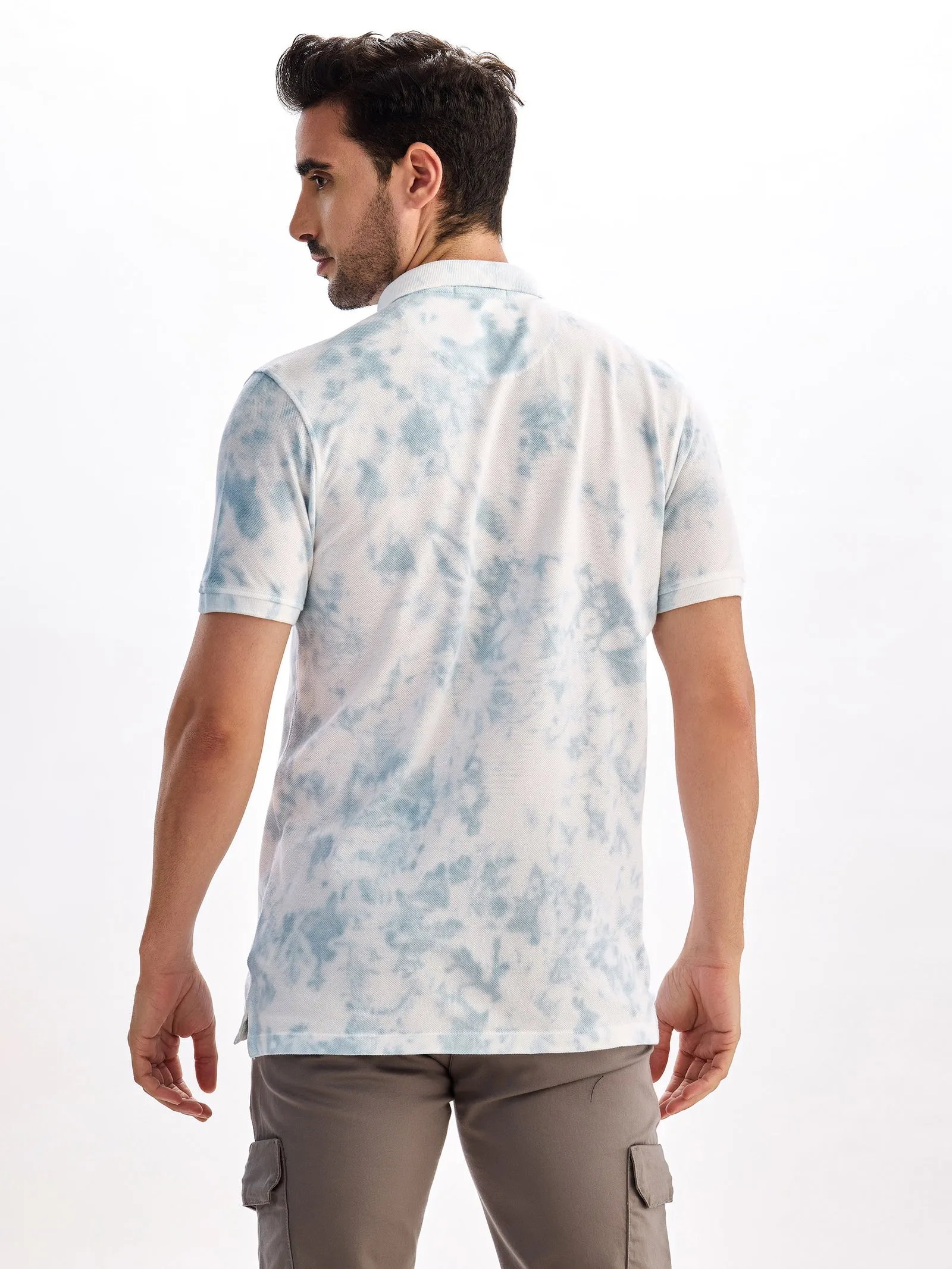 Blue Tie Dye Polo T-Shirt