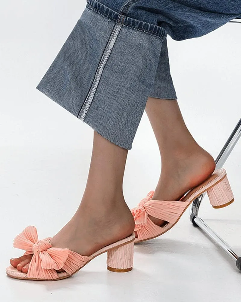 Bow-knot Chunky Heel Sandals