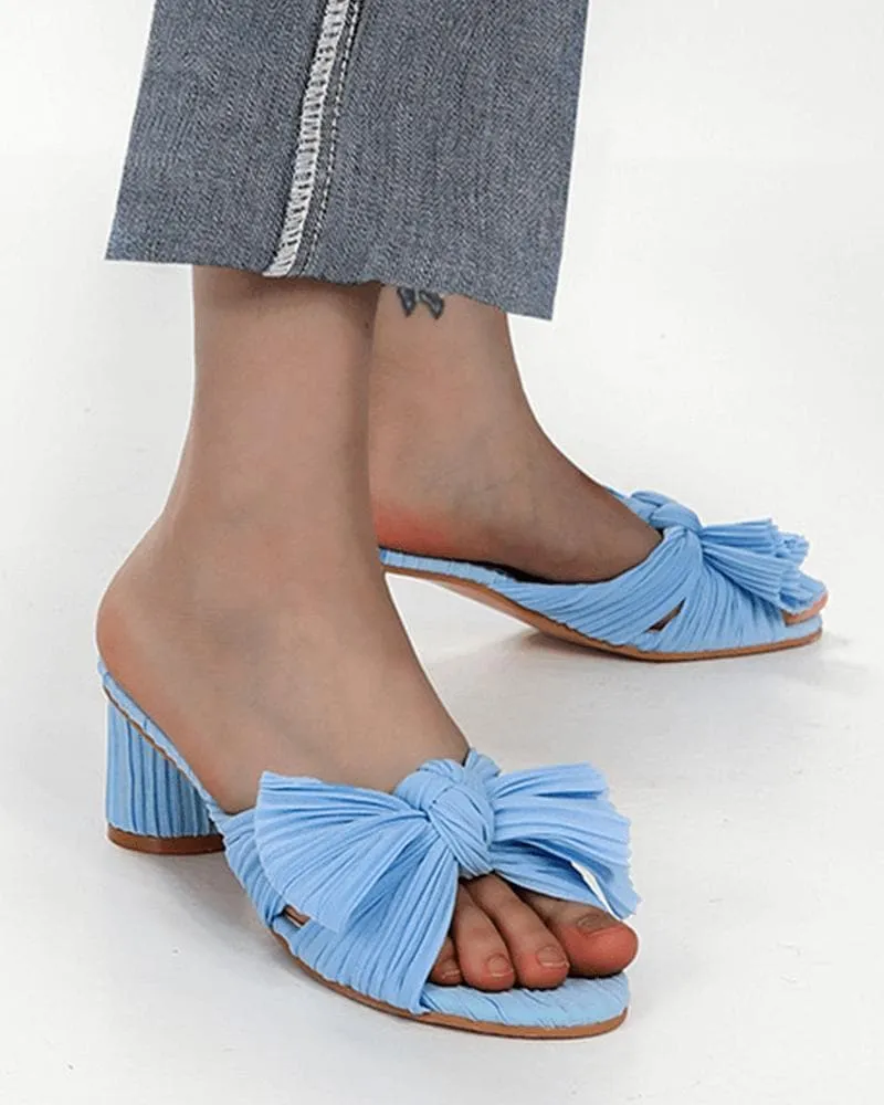 Bow-knot Chunky Heel Sandals