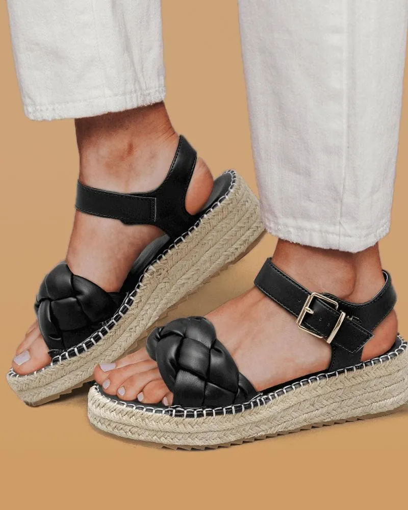 Braided Strap Adjusting Buckle Platform Sandals