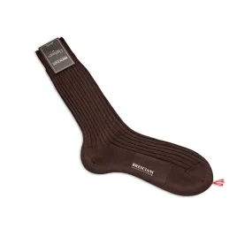 Bresciani Cashmere Silk Mix Short Sock: Brown