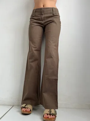 Brown low rise cotton large office pants (S/M)