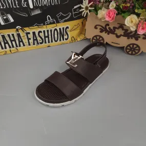 Brown Sandals with Golden Buckle