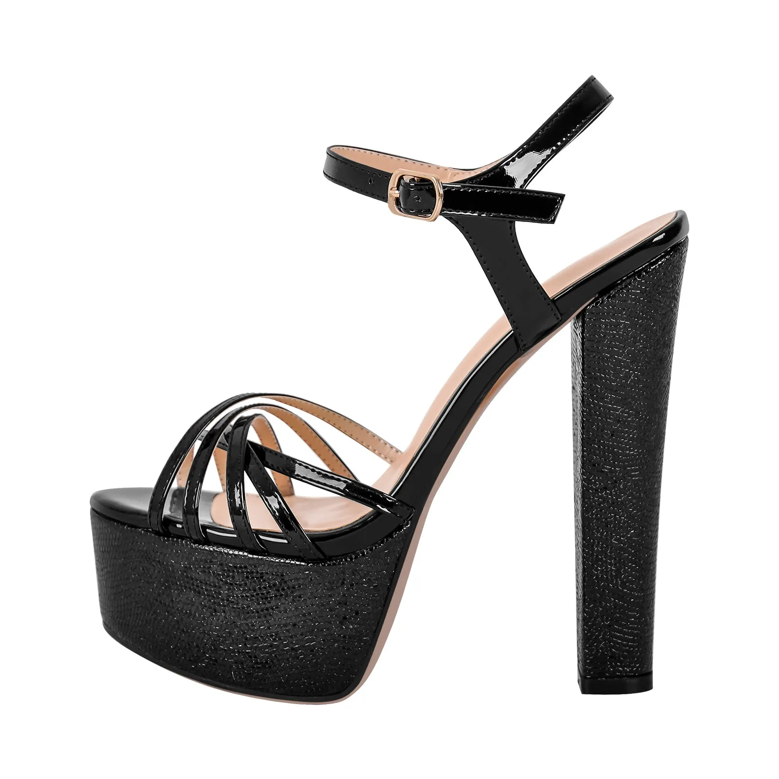 Buckle Strap Platform Chunky High Heels Sandals