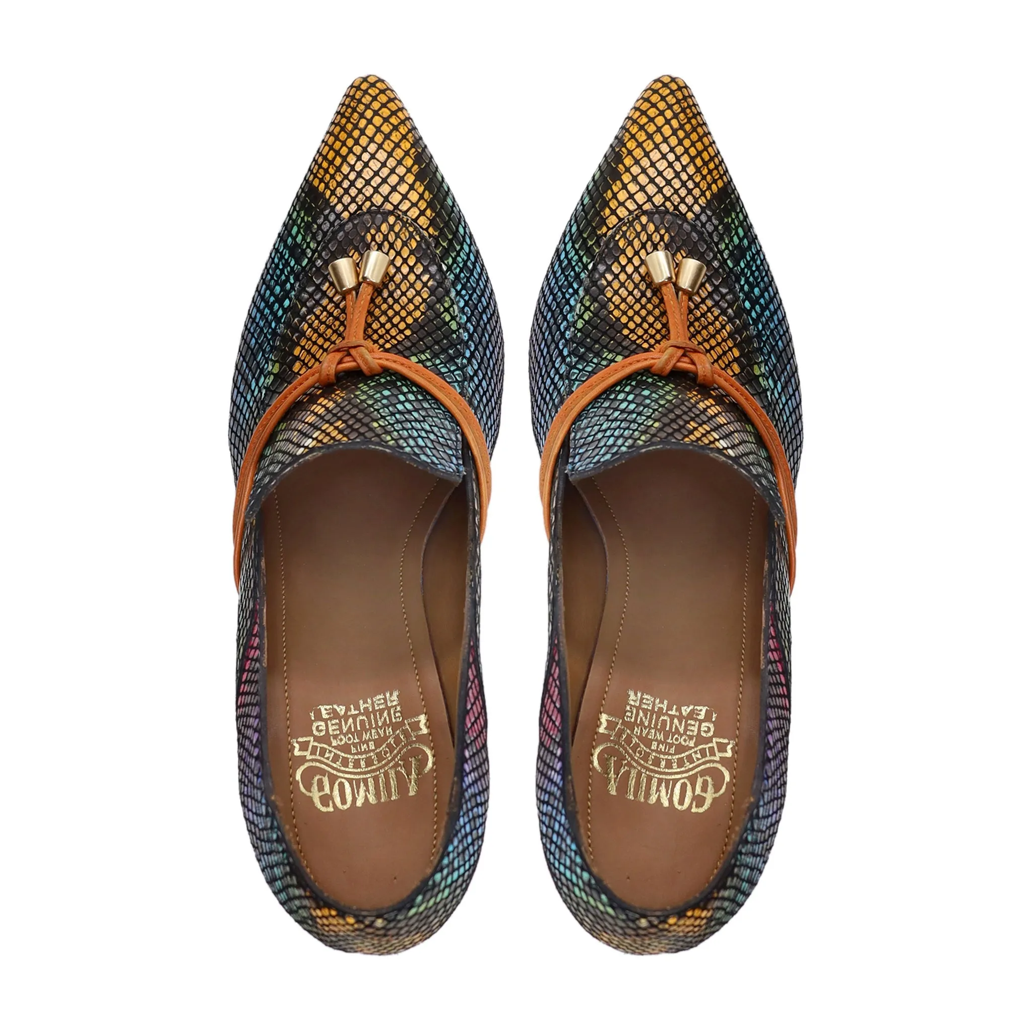 Burbank - Ladies Rainbow Printed Python Leather Heel