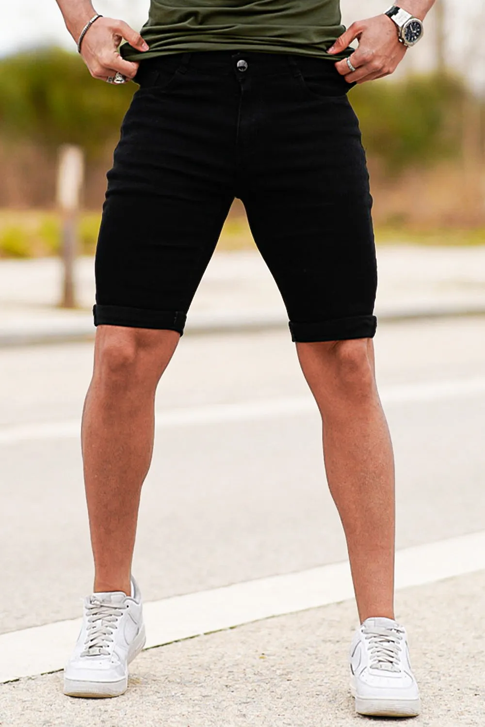 Buy $80 Free Shipping Men's Black Jean Short