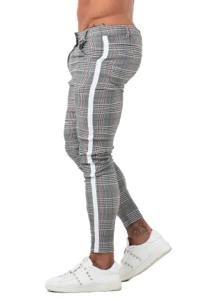 Buy $80 Free Shipping Men's Grey Plaid Skinny Pants