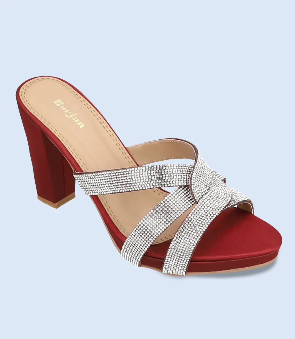 BW8740-MAROON-Women Formal Slipper Heels