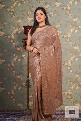 Caramel Coffee Sequins Saree