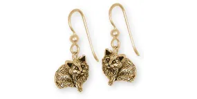 Cat Jewelry 14k Gold Handmade Cat Earrings  MN4-FWG