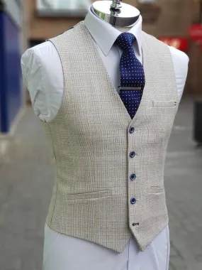 Cavani Caridi Men's Cream Check Caridi Waistcoat