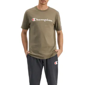 CHAMPION MEN'S SCRIPT SHORT SLEEVE KHAKI TEE