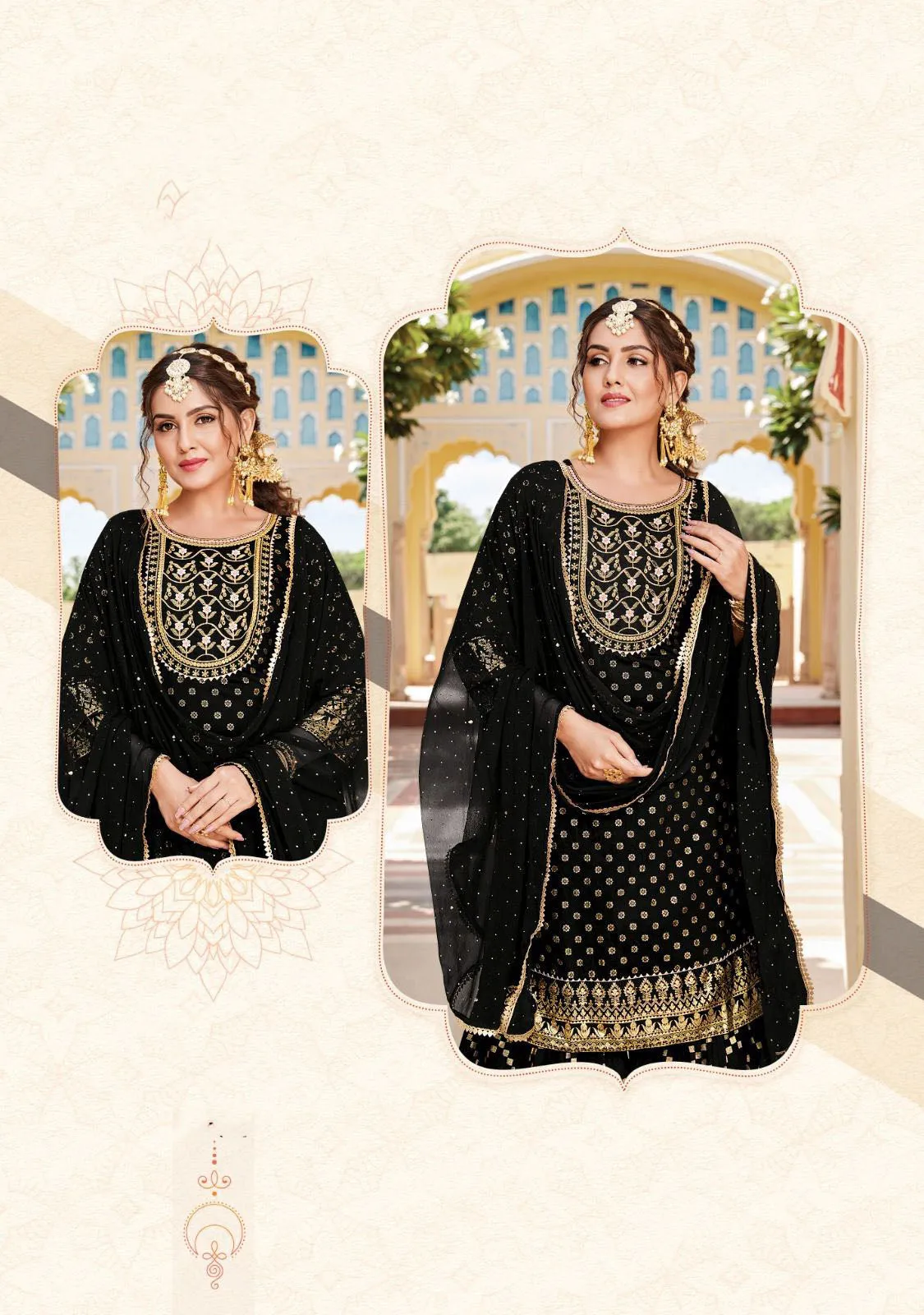 Dazzling Black Colored Chanderi Silk Kurti And Suits With Dupatta