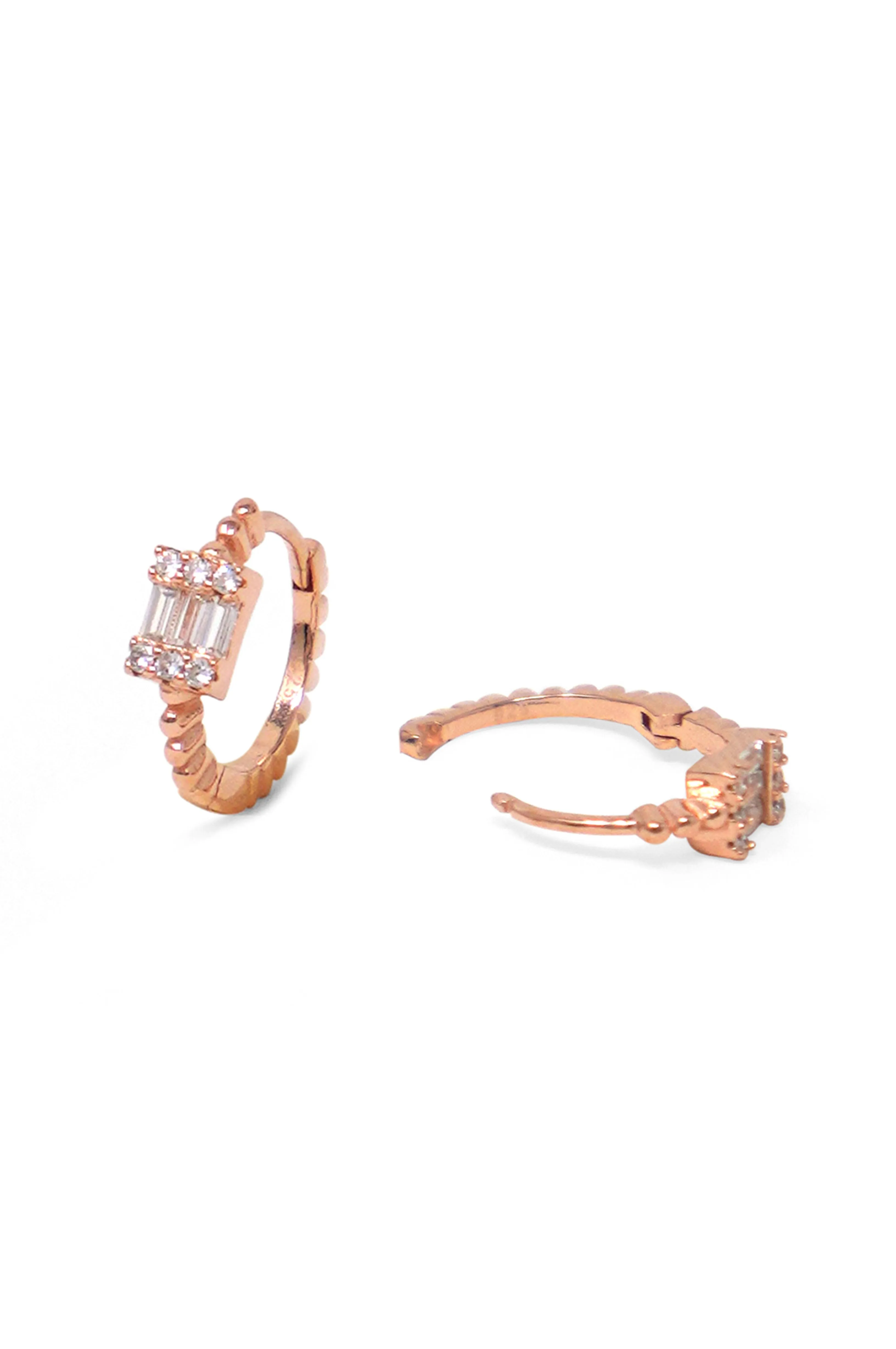 Cherished Cluster Rose Gold Plated Sterling Silver Hoop Earrings