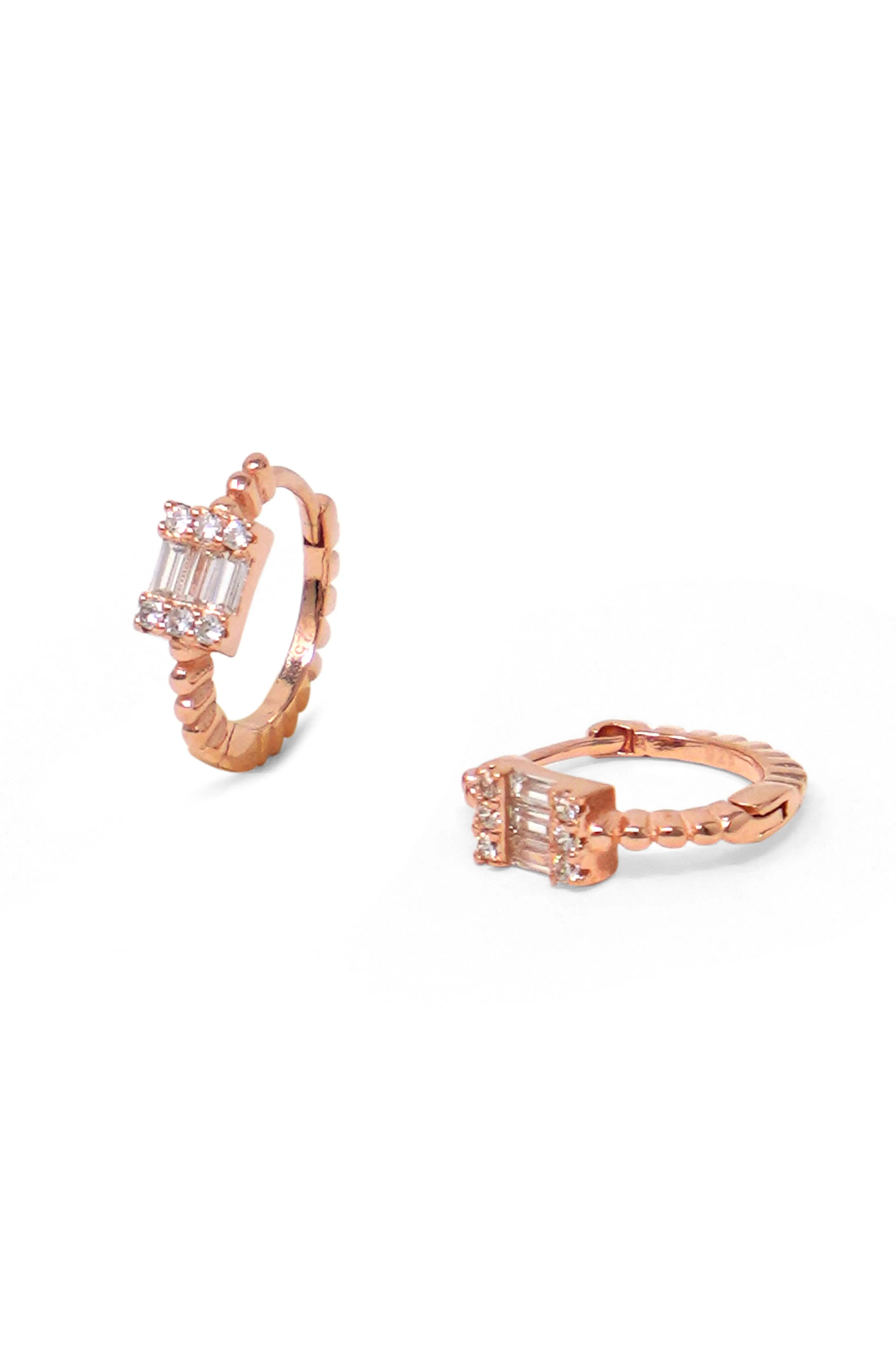 Cherished Cluster Rose Gold Plated Sterling Silver Hoop Earrings