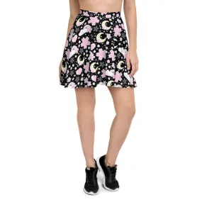 Cherry Blossom Dreams Black Skater Skirt