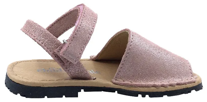 ChildrenChic Girl's Menorquina Sandals, Antique Pink Shimmer