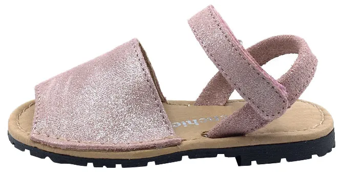 ChildrenChic Girl's Menorquina Sandals, Antique Pink Shimmer