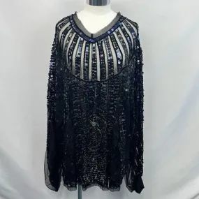 Christophe Sauvat Blue Black Sequins NWT Poncho