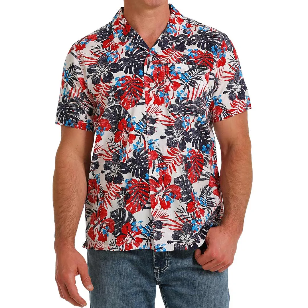 Cinch Men's Hawaiian Print Short Sleeve Camp Shirt