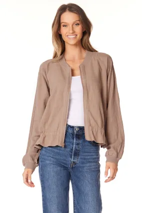 CINCHED HEM BOMBER JACKET