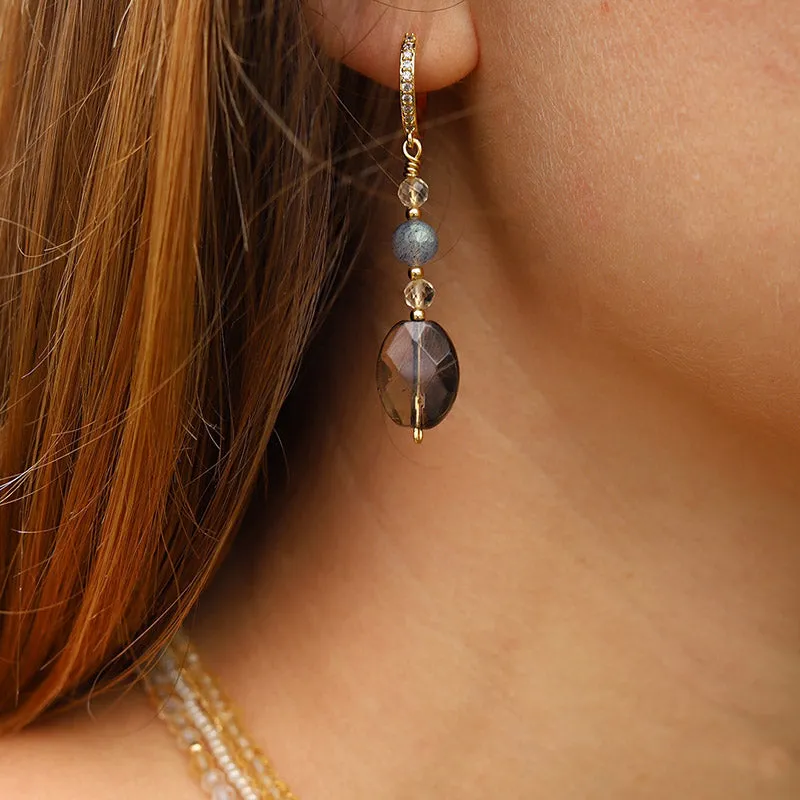 Citrine and Smoky Quartz Luxury Earrings