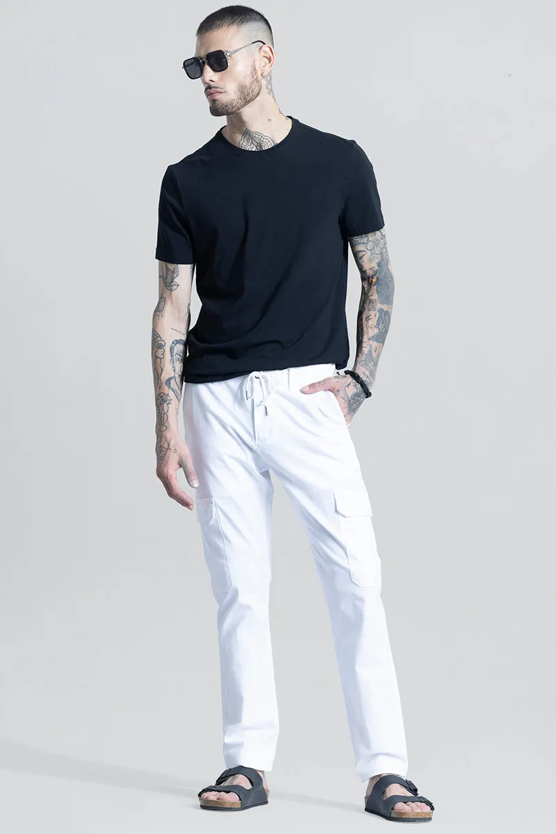 City Breeze White Linen Cargo Pant