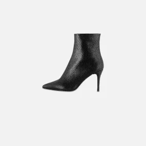 Claire Ankle Boot - Black - Snake Embossed