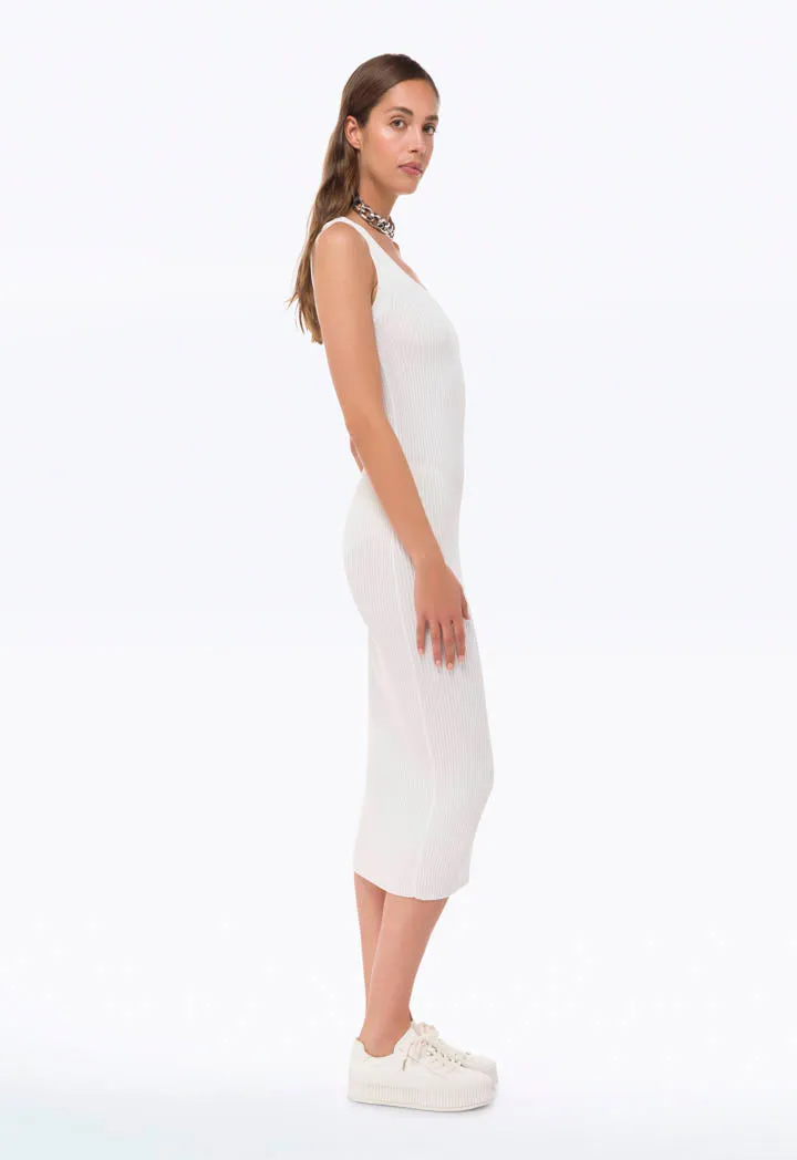 Classic Sleeveless Solid Ribbed Dress