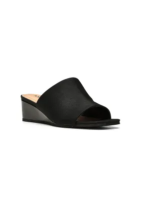 Claudine Wedge Mule Sandals - Black