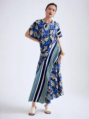 Collagerie Stripe Drape Dress | Blue