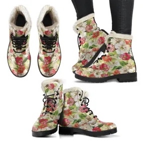 Colorful Flowers - Vegan Fur Boots