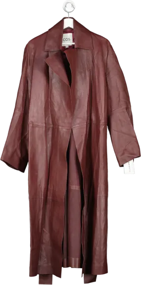 cos Red Oversize Leather  Belted Trench Coat UK M