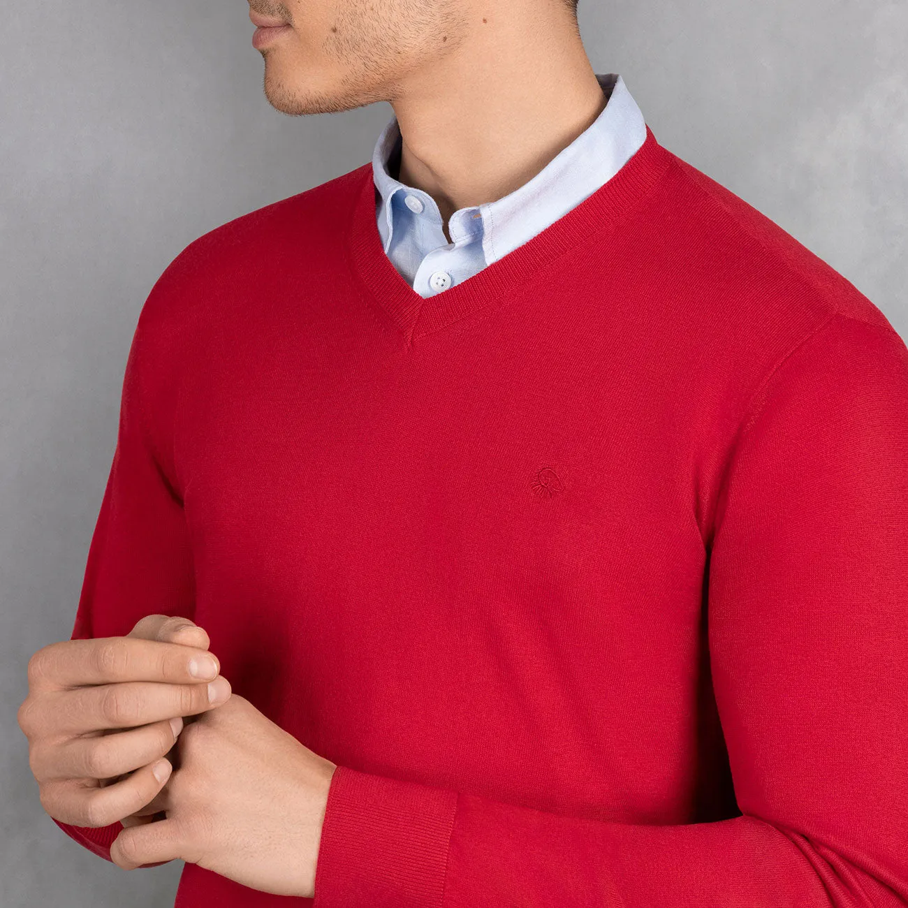 Cotton Pullover V-Neck Men