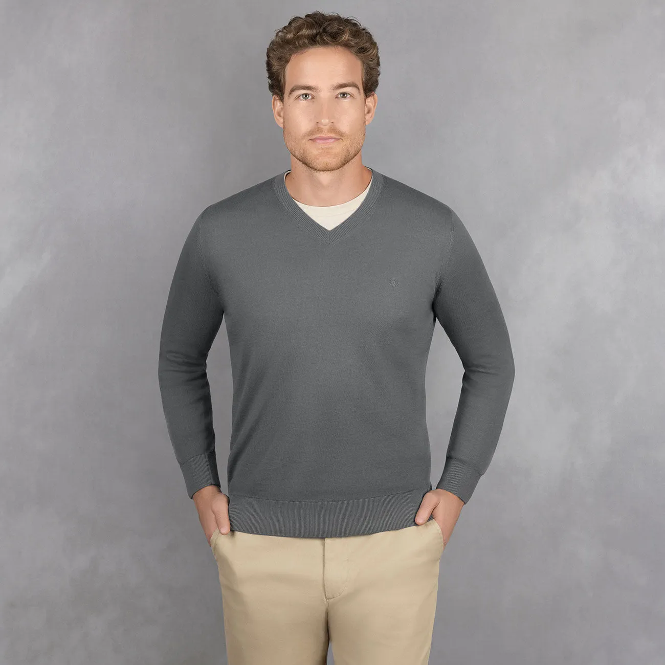 Cotton Pullover V-Neck Men