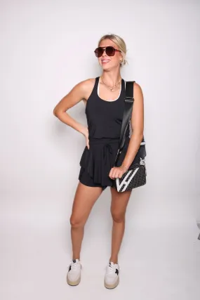 Country Club Prep Black Romper