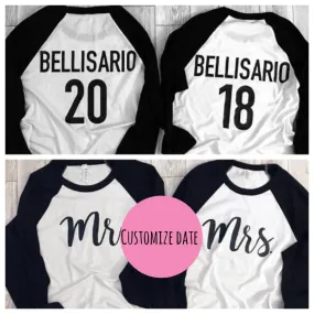 couples baseball shirt - mr and mrs baseball tee - couple baseball tee - wedding gift - bridal party gift - engagement gift - gift for bride