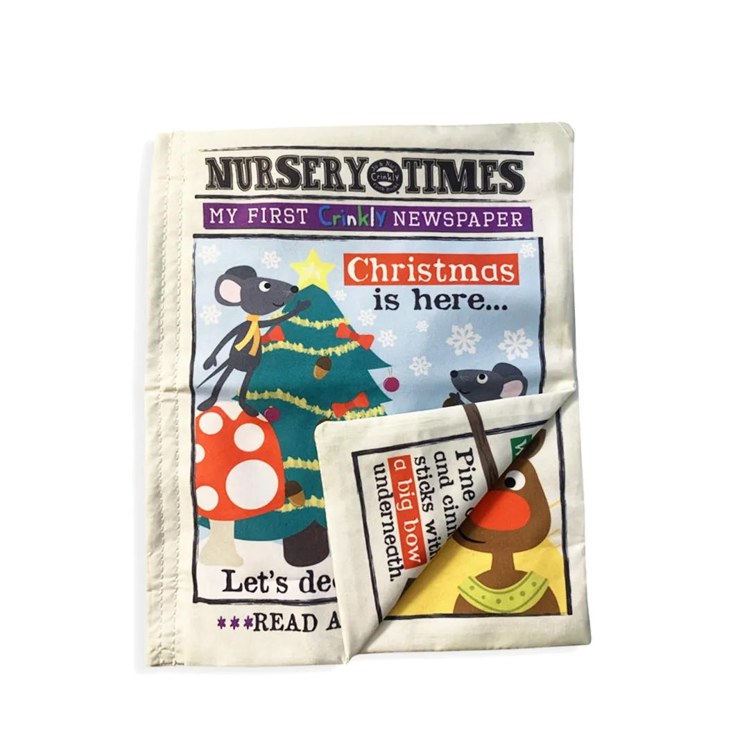 Crinkly Cloth Christmas Mice Fabric Newspaper